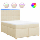 Giroletto a Molle con Materasso Crema 140x200 cm in Tessuto