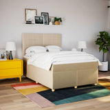 Giroletto a Molle con Materasso Crema 140x200 cm in Tessuto