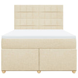 Giroletto a Molle con Materasso Crema 140x200 cm in Tessuto