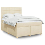 Giroletto a Molle con Materasso Crema 140x200 cm in Tessuto