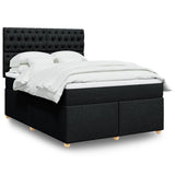Giroletto a Molle con Materasso Nero 140x200 cm in Tessuto