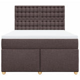 Giroletto a Molle con Materasso Marrone Scuro 160x200cm Tessuto
