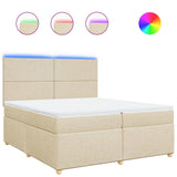 Giroletto a Molle con Materasso Crema 200x200 cm in Tessuto