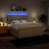 Giroletto a Molle con Materasso Crema 200x200 cm in Tessuto