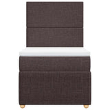 Giroletto a Molle con Materasso Marrone Scuro 80x200 cm Tessuto