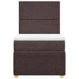Giroletto a Molle con Materasso Marrone Scuro 90x200 cm Tessuto