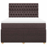 Giroletto a Molle con Materasso Marrone Scuro 140x190cm Tessuto