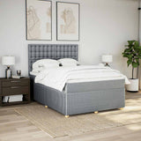Giroletto a Molle con Materasso Grigio Chiaro 160x200cm Tessuto