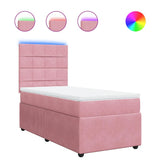 Giroletto a Molle con Materasso Rosa 90x190 cm in Velluto