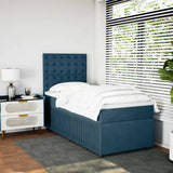 Giroletto a Molle con Materasso Blu 90x190 cm in Velluto