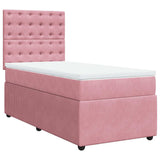 Giroletto a Molle con Materasso Rosa 90x190 cm in Velluto