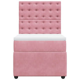Giroletto a Molle con Materasso Rosa 90x190 cm in Velluto
