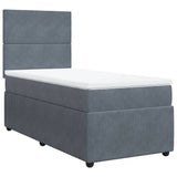 Giroletto a Molle con Materasso Grigio Scuro 100x200 cm Velluto