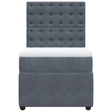Giroletto a Molle con Materasso Grigio Scuro 100x200 cm Velluto
