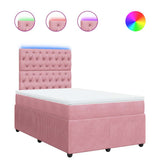 Giroletto a Molle con Materasso Rosa 120x190 cm in Velluto