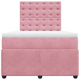 Giroletto a Molle con Materasso Rosa 120x190 cm in Velluto