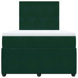 Giroletto a Molle con Materasso Verde Scuro 120x200 cm Velluto