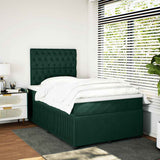 Giroletto a Molle con Materasso Verde Scuro 120x200 cm Velluto
