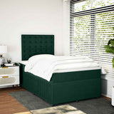Giroletto a Molle con Materasso Verde Scuro 120x200 cm Velluto