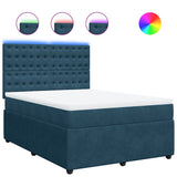 Giroletto a Molle con Materasso Blu 140x190 cm in Velluto