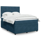 Giroletto a Molle con Materasso Blu 140x190 cm in Velluto