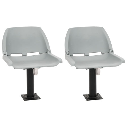 Set Sedile Barca Pieghevole 4pz Senza Cuscino Grigio 48x51x41cm