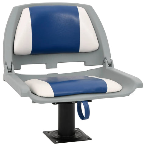 Set Sedile per Barca Pieghevole 2pz Blu e Bianco 48x51x41 cm