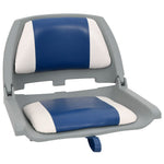 Set Sedile per Barca Pieghevole 2pz Blu e Bianco 48x51x41 cm