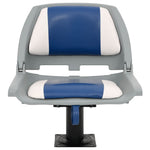 Set Sedile per Barca Pieghevole 2pz Blu e Bianco 48x51x41 cm