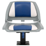 Set Sedile per Barca Pieghevole 2pz Blu e Bianco 48x51x41 cm