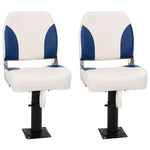 Set Sedile per Barca Pieghevole 4 pz Blu e Bianco 41x36x48 cm