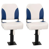 Set Sedile per Barca Pieghevole 4 pz Blu e Bianco 41x36x48 cm