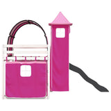Letto a Castello con Scivolo e Tende Rosa 90x200 cm