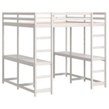 Letto Soppalco Scrivania e Scala Bianco 140x200cm Massello Pino