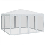 Tenda per Feste con 8 Pareti Laterali in Rete Bianco 4x4 m HDPE