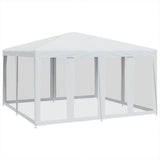 Tenda per Feste con 8 Pareti Laterali in Rete Bianco 4x4 m HDPE