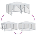 Tenda per Feste con 8 Pareti Laterali in Rete Bianco 4x4 m HDPE