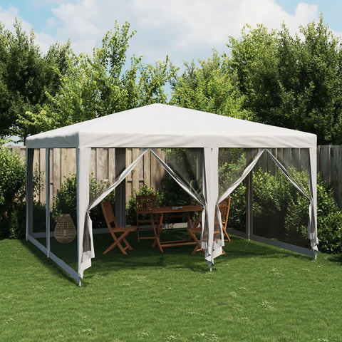 Tenda per Feste con 8 Pareti Laterali in Rete Bianco 4x4 m HDPE