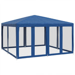 Tenda per Feste con 8 Pareti Laterali in Rete Blu 4x4 m HDPE