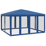 Tenda per Feste con 8 Pareti Laterali in Rete Blu 4x4 m HDPE