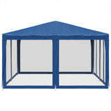 Tenda per Feste con 8 Pareti Laterali in Rete Blu 4x4 m HDPE