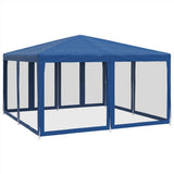 Tenda per Feste con 8 Pareti Laterali in Rete Blu 4x4 m HDPE