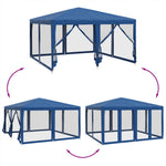 Tenda per Feste con 8 Pareti Laterali in Rete Blu 4x4 m HDPE