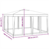 Tenda per Feste con 8 Pareti Laterali in Rete Blu 4x4 m HDPE