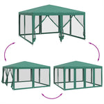 Tenda per Feste con 8 Pareti Laterali in Rete Verde 4x4 m HDPE