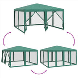 Tenda per Feste con 8 Pareti Laterali in Rete Verde 4x4 m HDPE