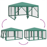 Tenda per Feste con 8 Pareti Laterali in Rete Verde 4x4 m HDPE