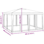 Tenda per Feste con 8 Pareti Laterali in Rete Verde 4x4 m HDPE