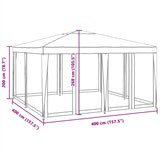 Tenda per Feste con 8 Pareti Laterali in Rete Verde 4x4 m HDPE