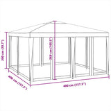 Tenda per Feste con 8 Pareti Laterali in Rete Verde 4x4 m HDPE
